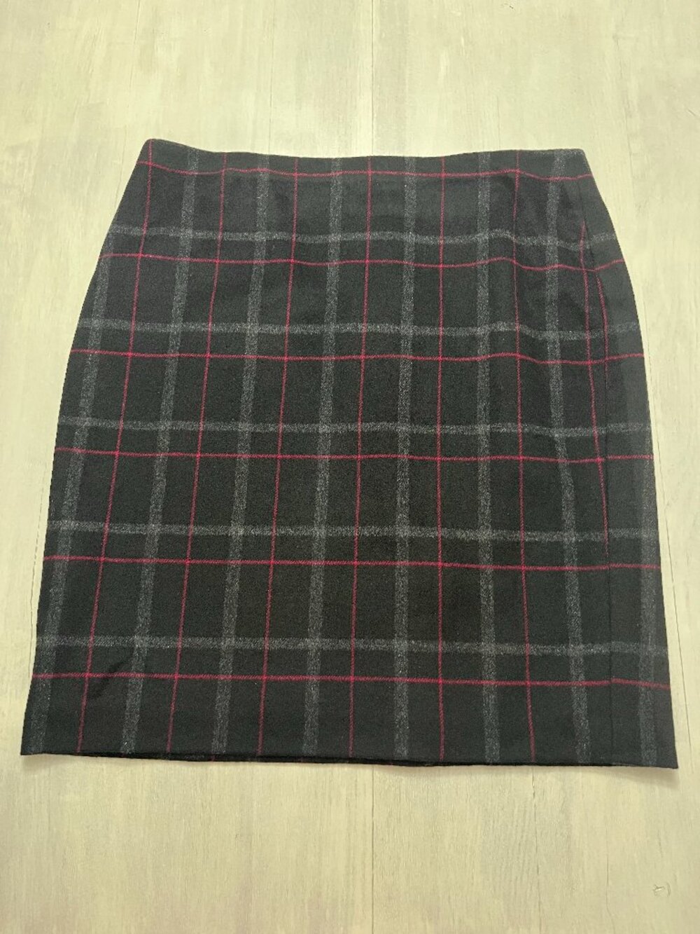 Talbots Wool-Blend Plaid A-Line Skirt in Cranberry